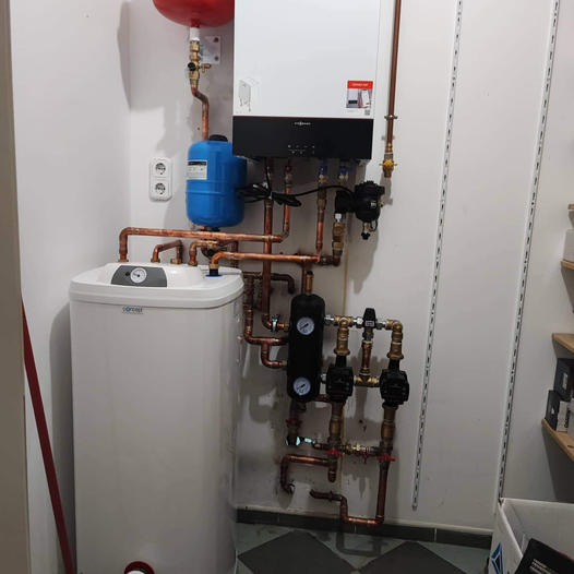 Viessmann kazán rendszerkiépítése melegvíz-tárolóval